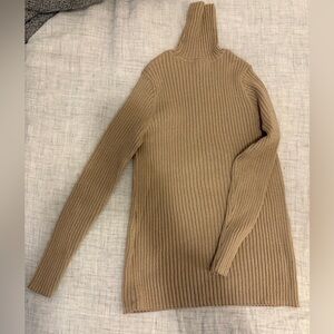 Chico's Camel Ribbed Turtleneck Sweater